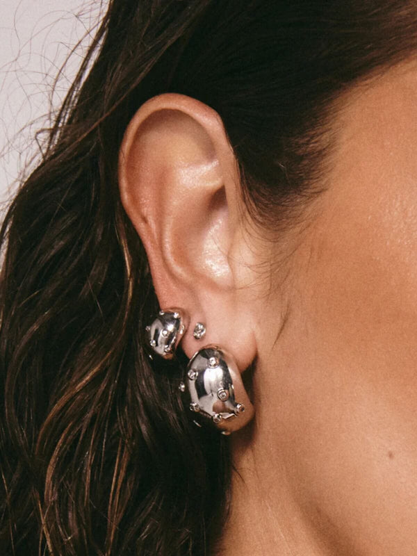 Perlu The Mini Pave Molten Studs - Silver