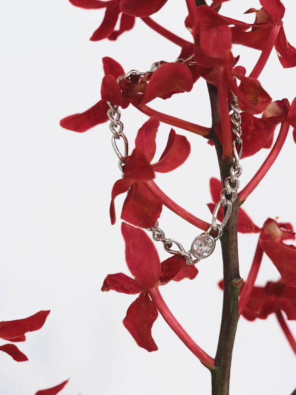 Perlu The Oval Bezel Chain Bracelet - Silver