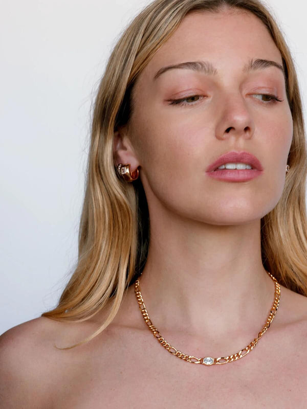 Perlu The Oval Bezel Chain Necklace - Gold