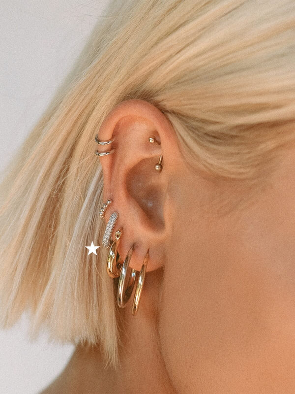 Perlu The Pave Chain Link Huggies - Silver