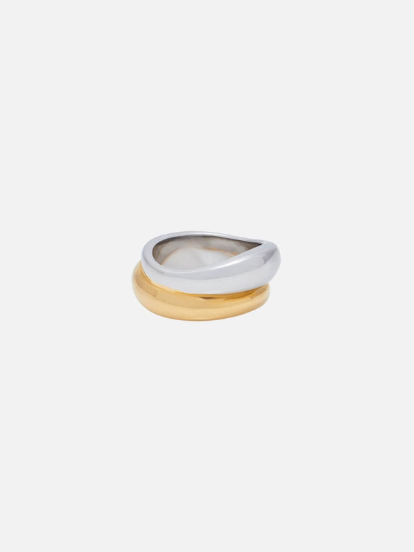 perlu Two Toned Slant Ring