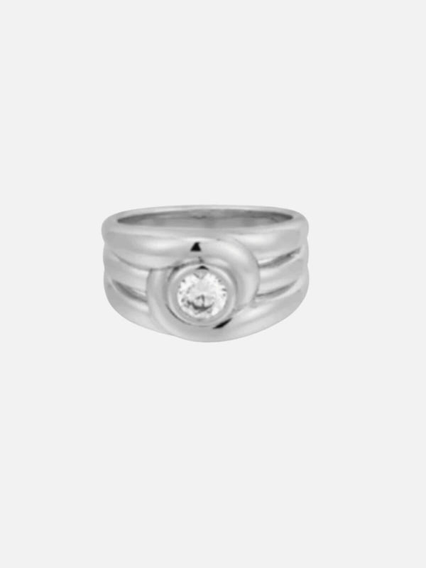 perlu Wave Bezel Cigar Ring - Silver