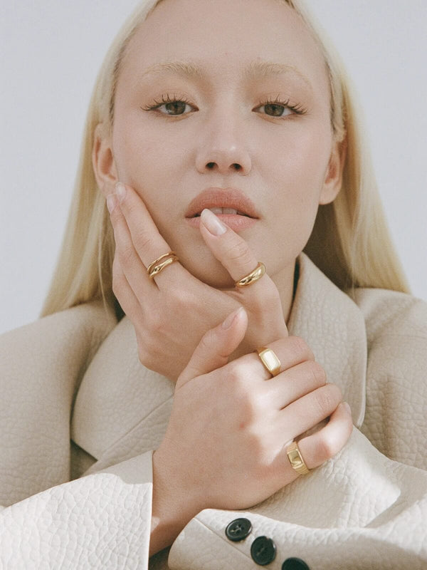 Perlu Wave Ring Set - Gold