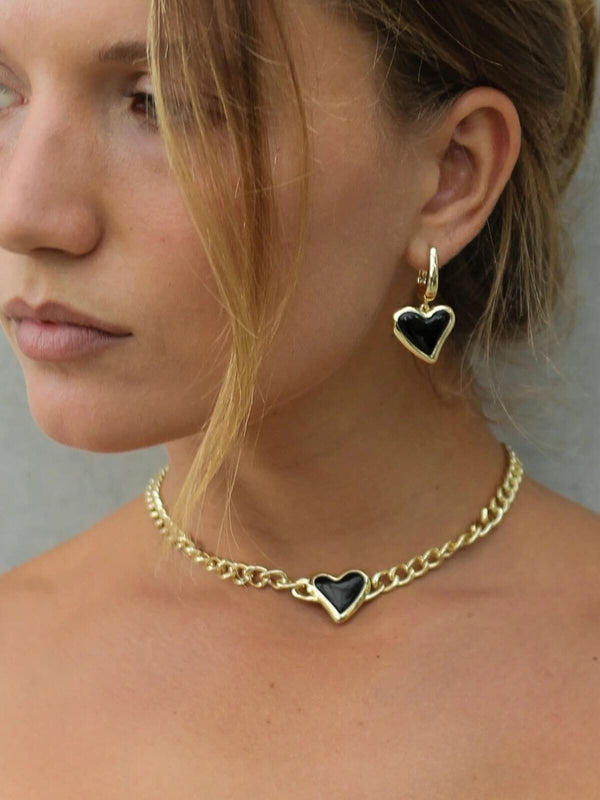 Perlu Whitney Heart Choker: 18K Gold Plating