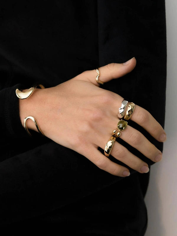 Perlu Wonky Hammered Ring: Brass + 18K Gold Plating