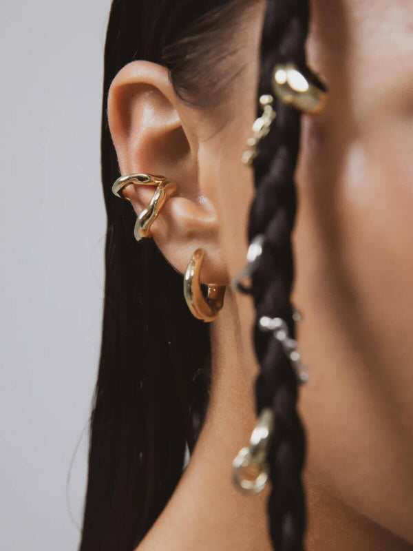 Perlu Wonky Hoop Earrings: Brass + 18k Gold Plating