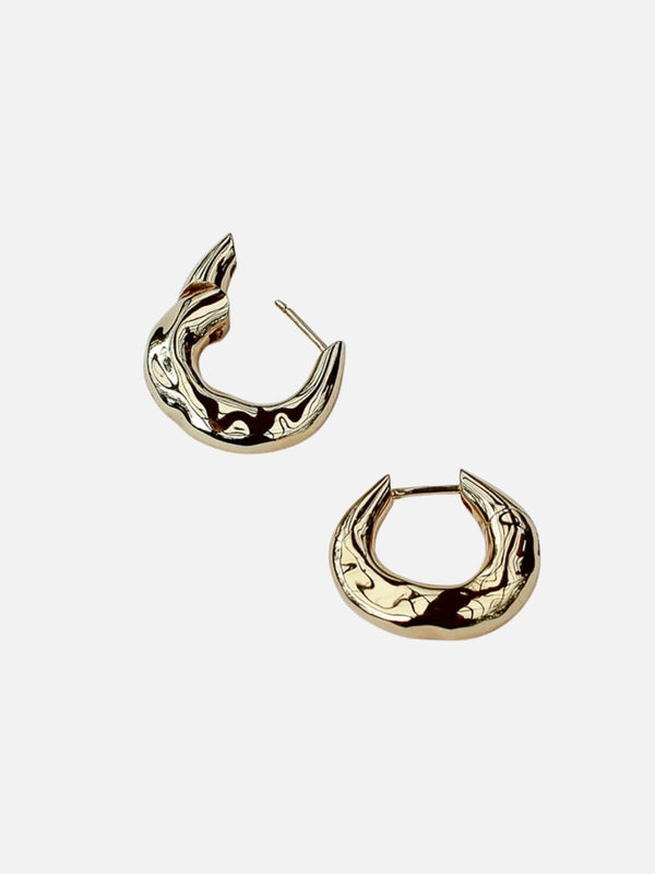 Perlu Wonky Hoop Earrings: Brass + 18k Gold Plating