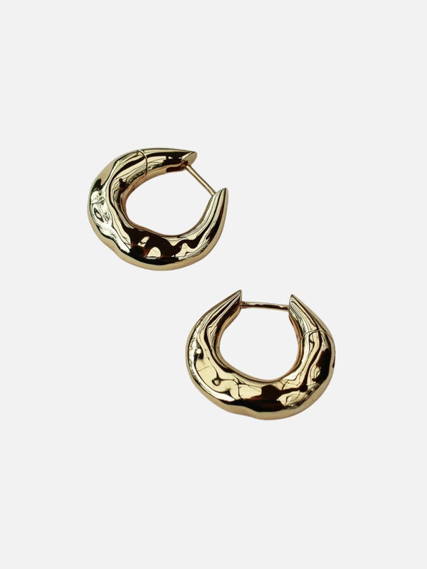 perlu Wonky Hoop Earrings: Brass + 18k Gold Plating