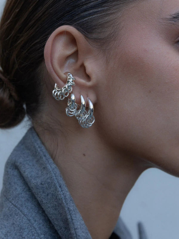 Perlu Pierced Large Ear Cuff: Brass + Sterling Silver Plating