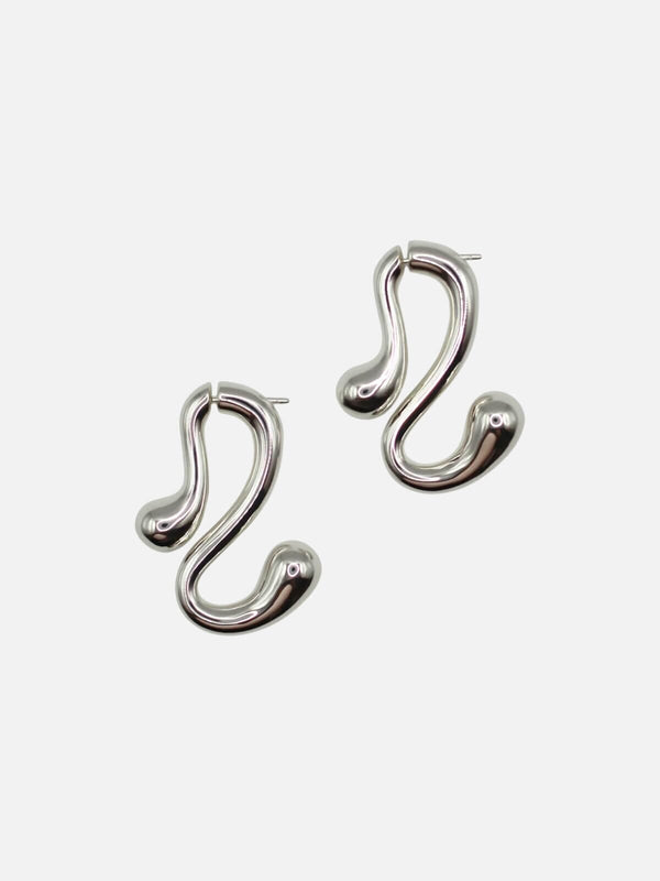 perlu S-Bend Earrings: Brass + Sterling Silver Plating