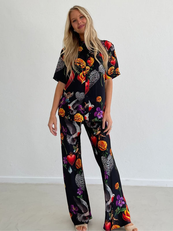 Perlu Short Sleeve Boyfriend Shirt - Dearly Beloved Black