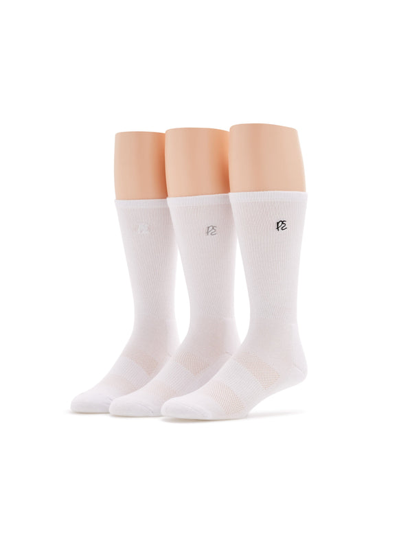 perry ellis 3 Pack Casual Luxe Rib Logo Crew Socks White