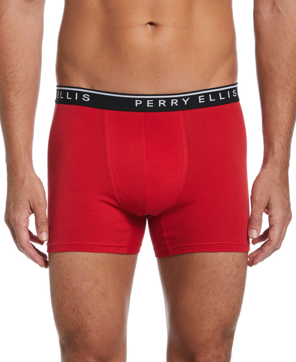 Perry Ellis 4-Pack Cotton Stretch Boxer Brief Black