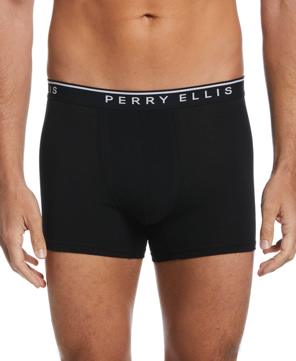 perry ellis 4-Pack Cotton Stretch Boxer Brief Black