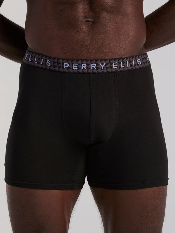 Perry Ellis 4-Pack Cotton Stretch Classic Boxer Brief Black