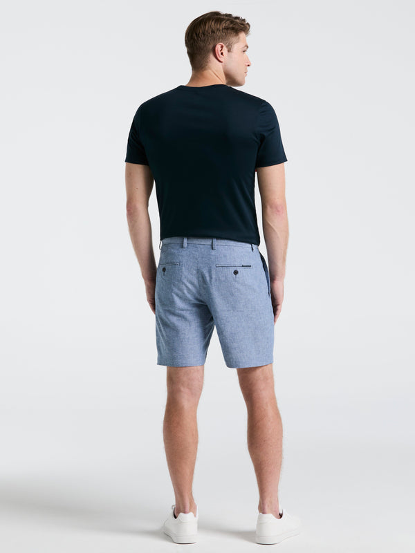 Perry Ellis 8" Flat Front Linen Cotton Short Bay Blue