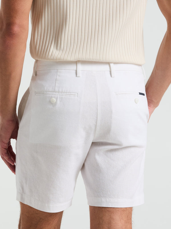 Perry Ellis 8" Flat Front Linen Cotton Short Bright White