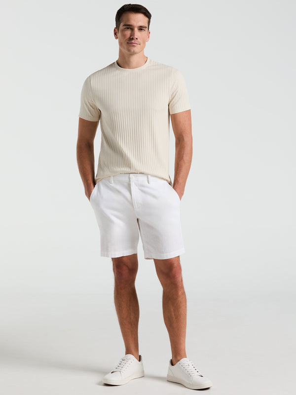 perry ellis 8" Flat Front Linen Cotton Short Bright White