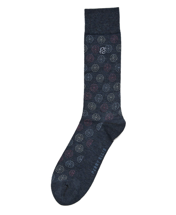 Perry Ellis Bamboo Fashion Medallion Socks Denim Heather