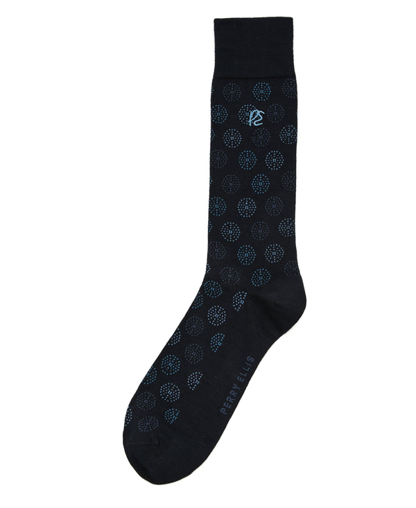 Perry Ellis Bamboo Fashion Medallion Socks Denim Heather