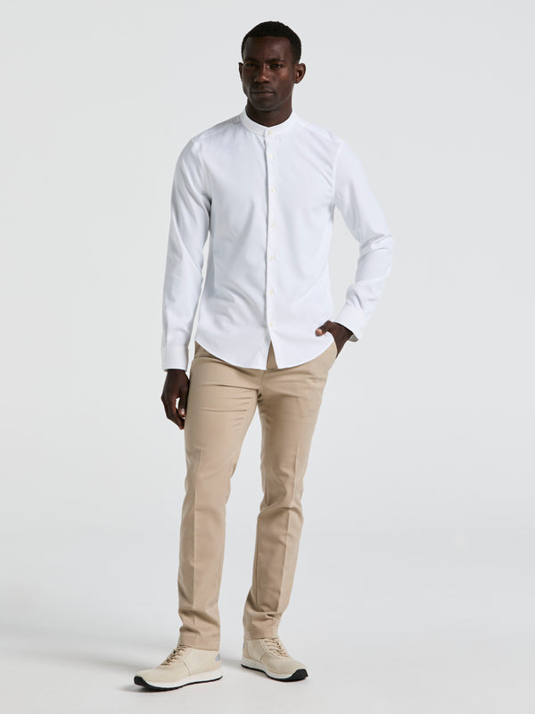 Perry Ellis Big & Tall Untucked Total Stretch Banded Collar Shirt Bright White