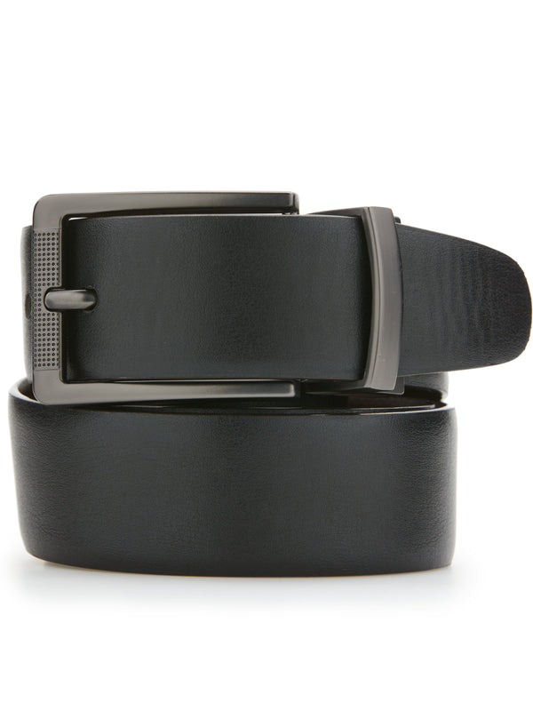 Perry Ellis Burnished Reversible Leather Belt Black/Brown