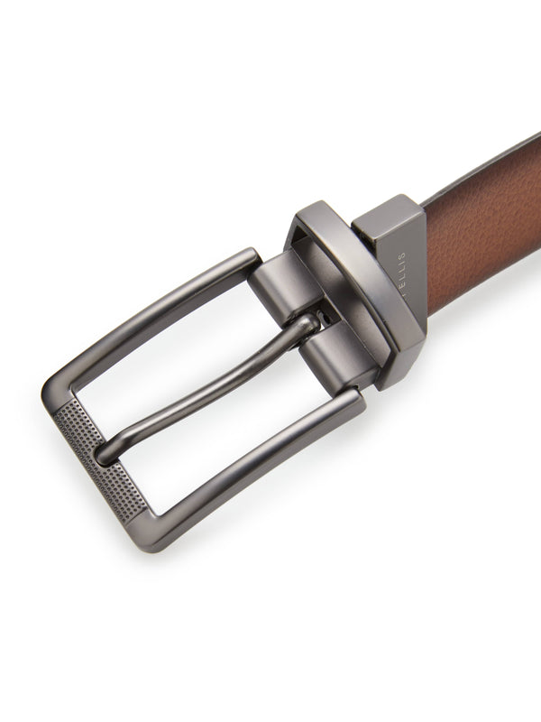 Perry Ellis Burnished Reversible Leather Belt Black/Brown