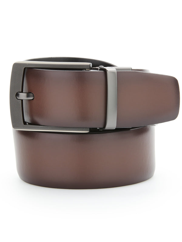 Perry Ellis Cabernet Leather Reversible Belt Black/Brown