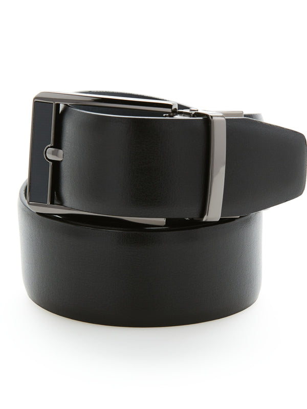 Perry Ellis Carbon Leather Reversible Belt Black/Blue