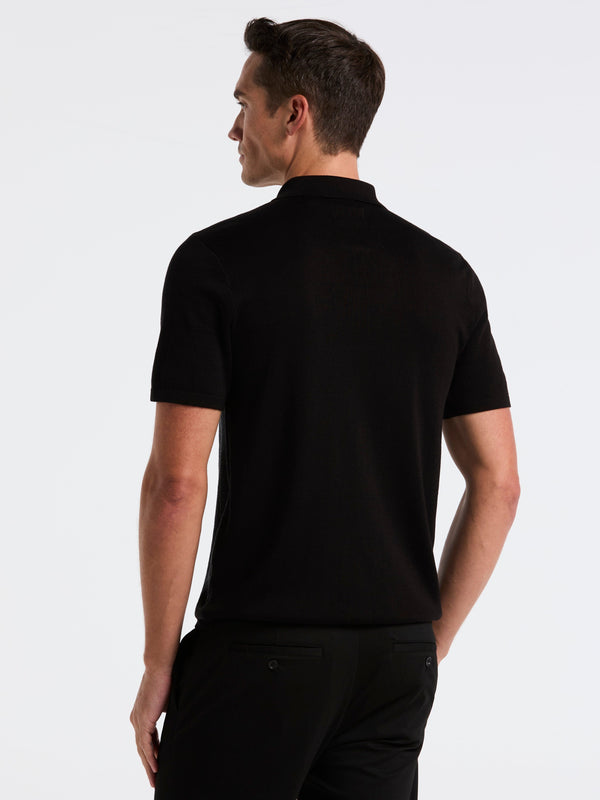 Perry Ellis Color Block Sweater Polo Dark Black Htr