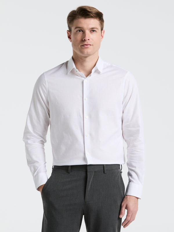 Perry Ellis Cotton Dobby Untucked Shirt Bright White