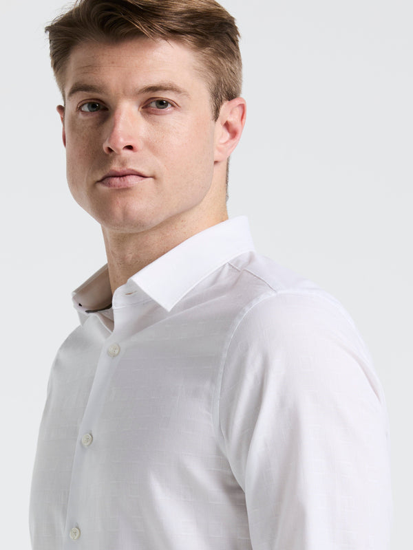 perry ellis Cotton Dobby Untucked Shirt Bright White