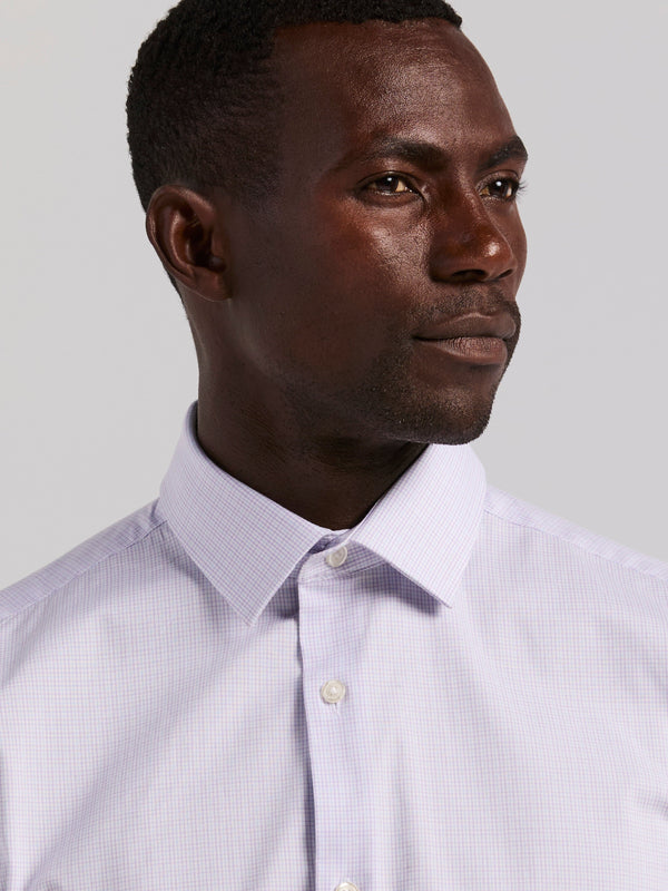 Perry Ellis Cotton Mini Plaid Slim Fit Dress Shirt Orchid Petal