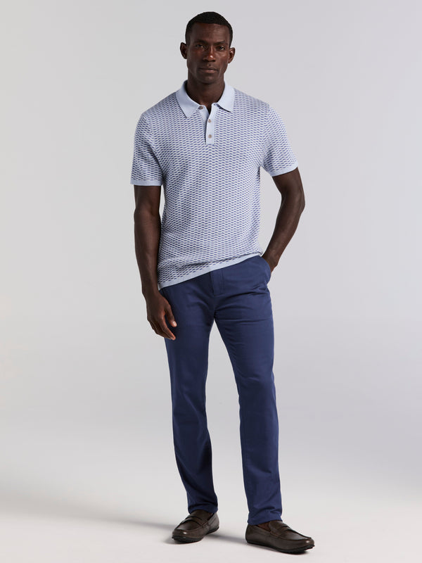 Perry Ellis Cotton Modal Geo Polo Sweater Kentucky Blue