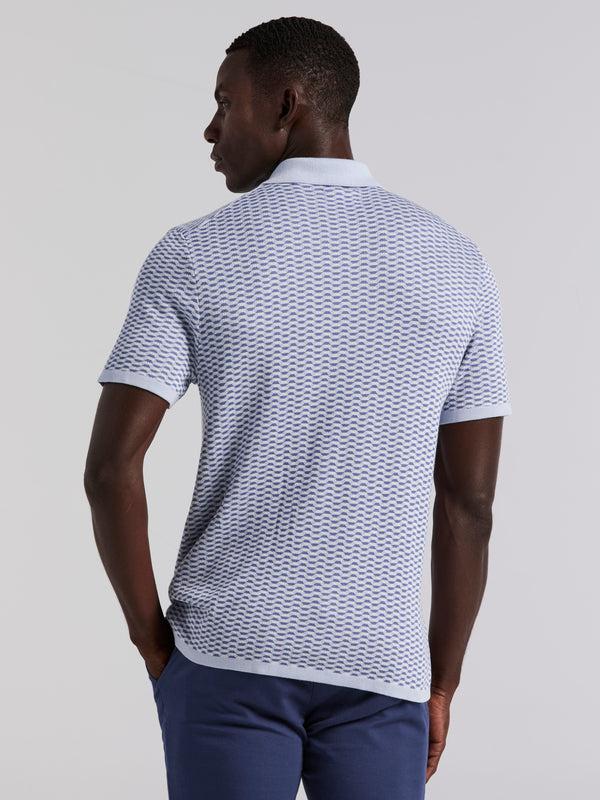 Perry Ellis Cotton Modal Geo Polo Sweater Kentucky Blue