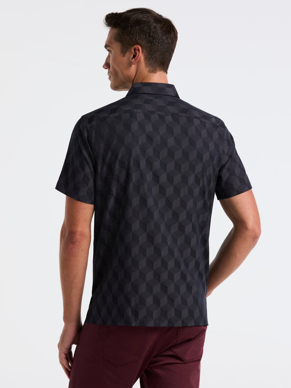 Perry Ellis Cube Geo Jacquard Print Shirt Dark Sapphire