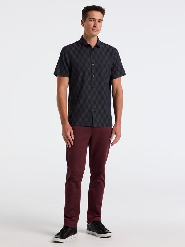 Perry Ellis Cube Geo Jacquard Print Shirt Dark Sapphire