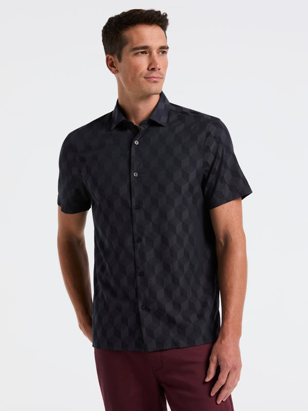 perry ellis Cube Geo Jacquard Print Shirt Dark Sapphire