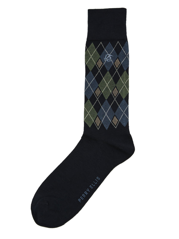 Perry Ellis Diamond Print Bamboo Socks Dark Sapphire