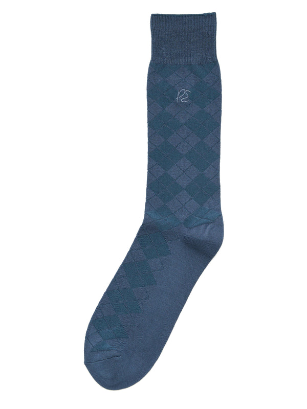 Perry Ellis Diamond Stitch Logo Socks Vintage Indigo