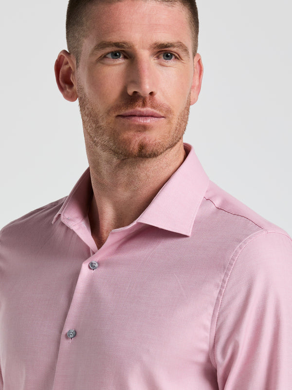 Perry Ellis Dobby Micro Diamond Print Dress Shirt Faded Rose