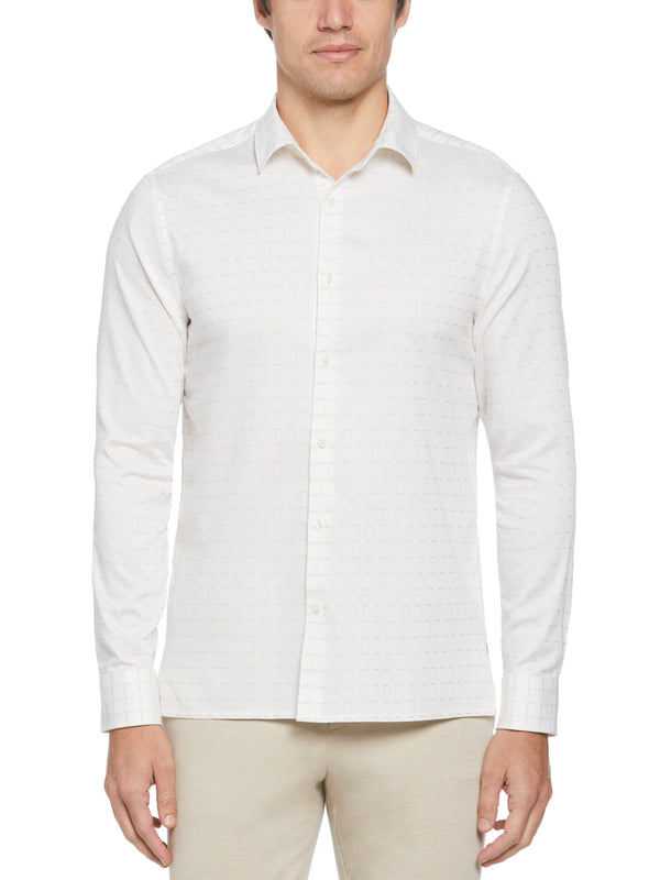 perry ellis Dobby Perry Print Plaid Shirt Bright White