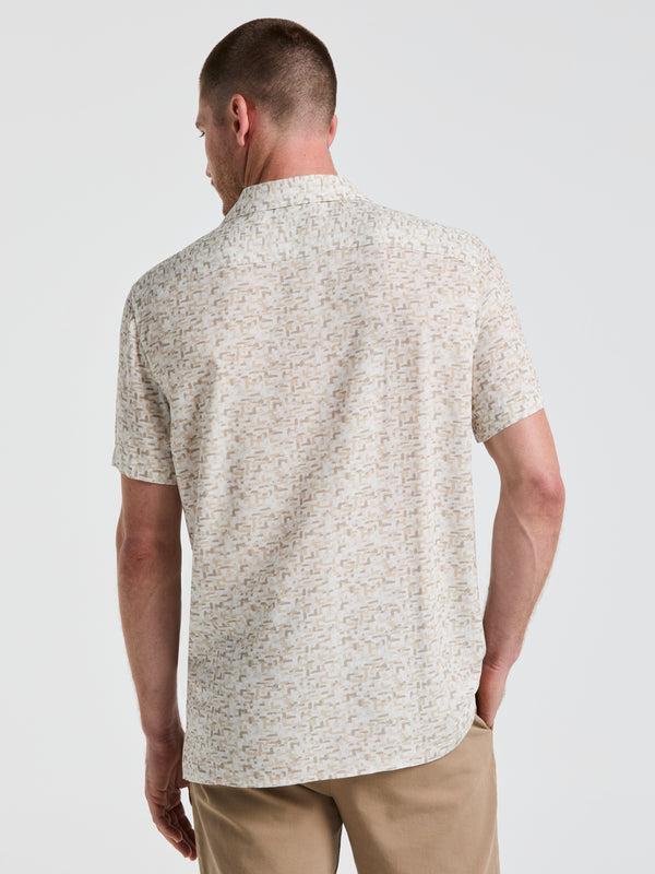 Perry Ellis EcoVero™ Brushstroke Print Camp Collar Shirt Bright White