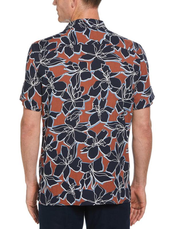 Perry Ellis EcoVero™ Soft Floral Print Shirt Dark Denim