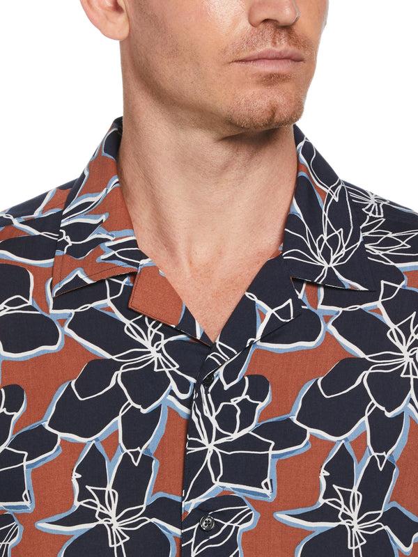 Perry Ellis EcoVero™ Soft Floral Print Shirt Dark Denim