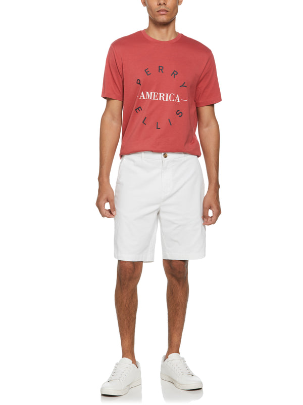 Perry Ellis Flat Front Stretch Chino Short Bright White