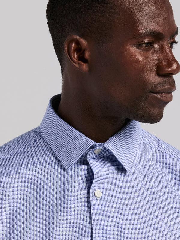 Perry Ellis Houndstooth Dobby Cotton Stretch Dress Shirt Galaxy Blue