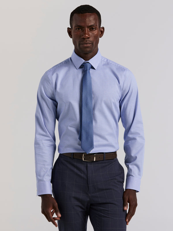 perry ellis Houndstooth Dobby Cotton Stretch Dress Shirt Galaxy Blue