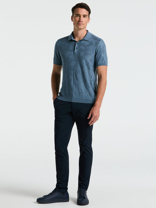 perry ellis Jacquard Floral Polo Sweater Blue Mirage