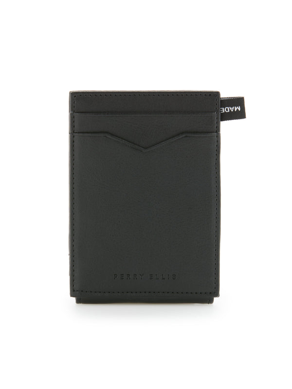 perry ellis Leather Magnetic Card Case Wallet Black